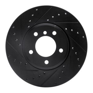 BMW 528XI Brake Rotor (1) - Front Left - R1 Concepts - Drilled & Slotted - Black - `04-`10